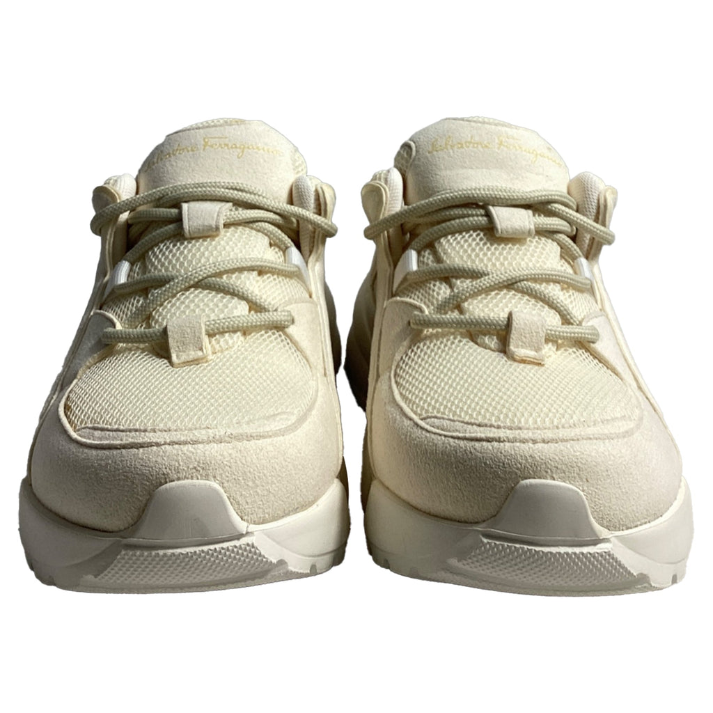 Women's Salvatore Ferragamo Skylar Sneakers in Cream Mesh and Suede