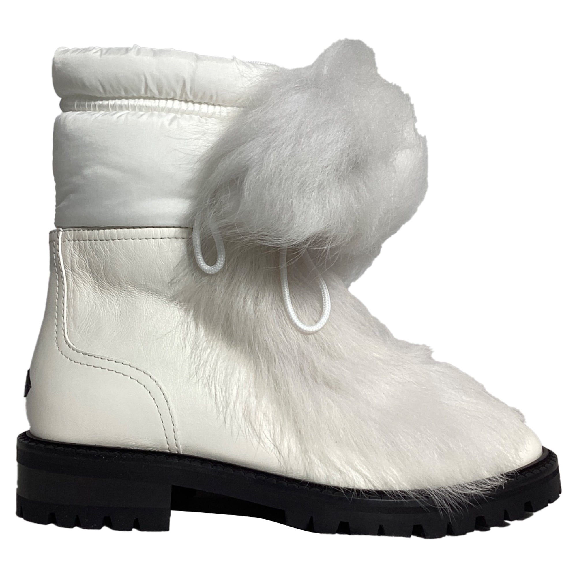 Jimmy Choo Fur Trim Ankle Boots in White Leather