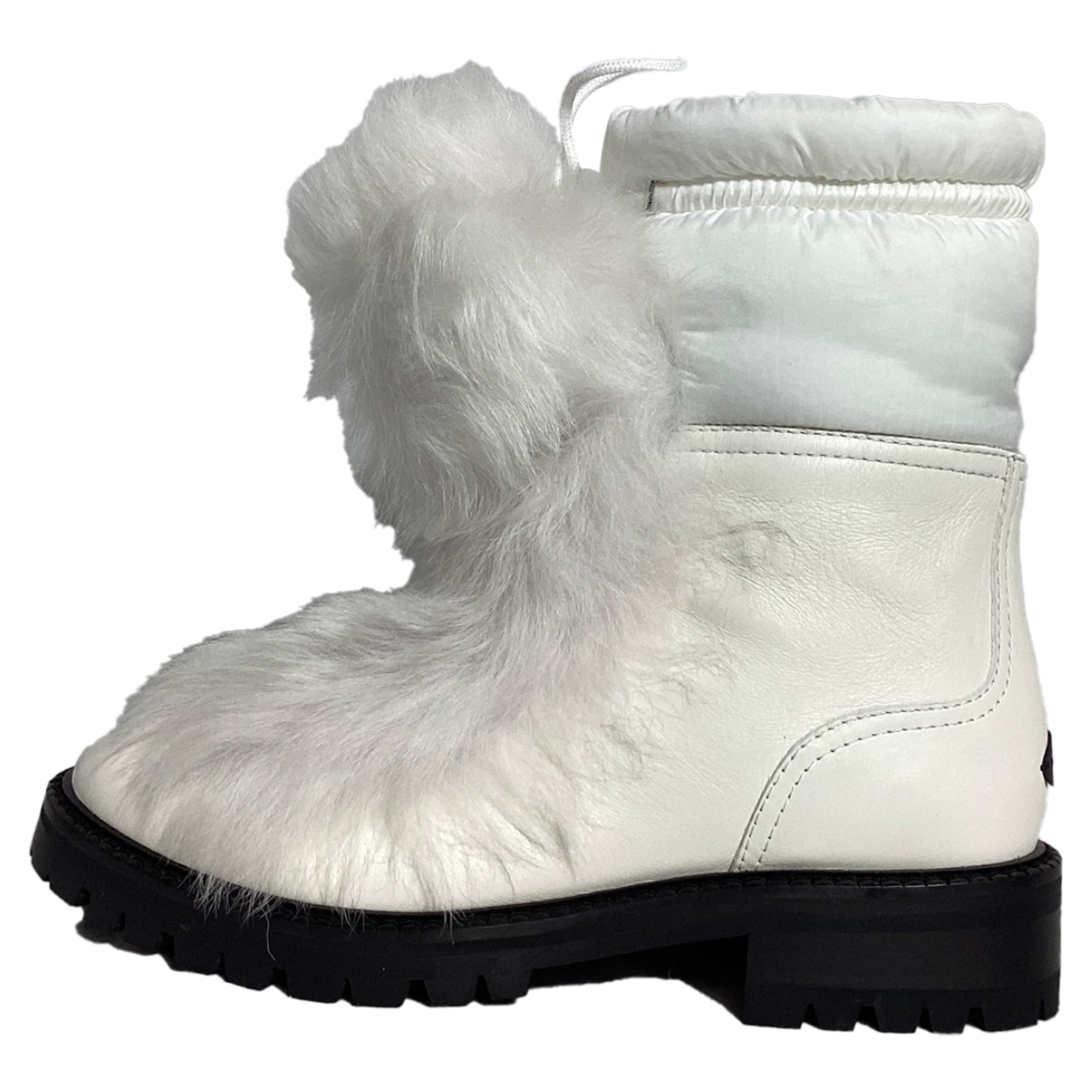 Jimmy Choo Fur Trim Ankle Boots in White Leather