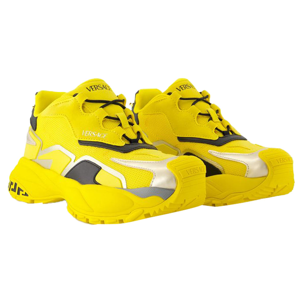 Women's Low Top Sneakers - Versace - Leather - Yellow