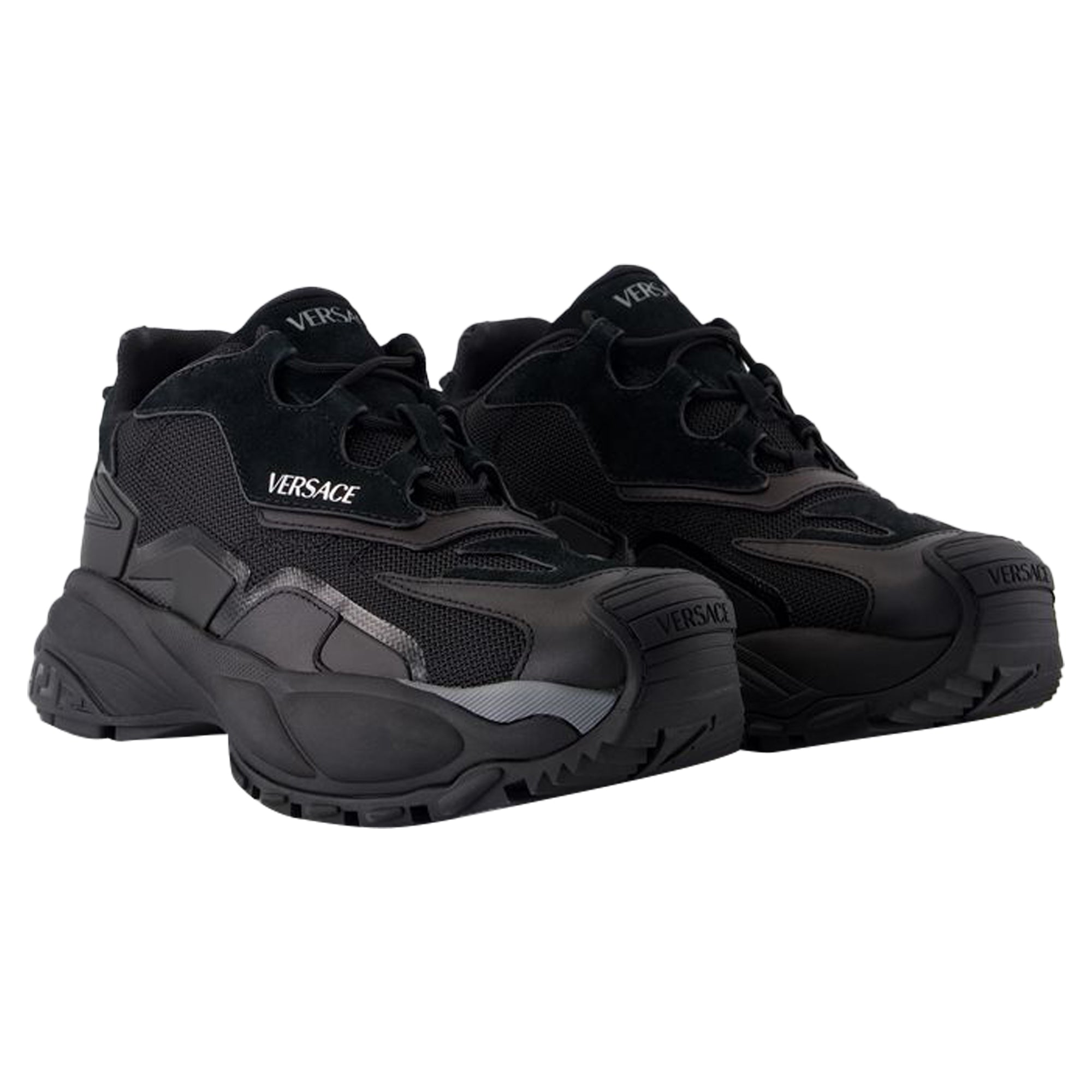 Women's Low Top Sneakers - Versace - Leather - Black