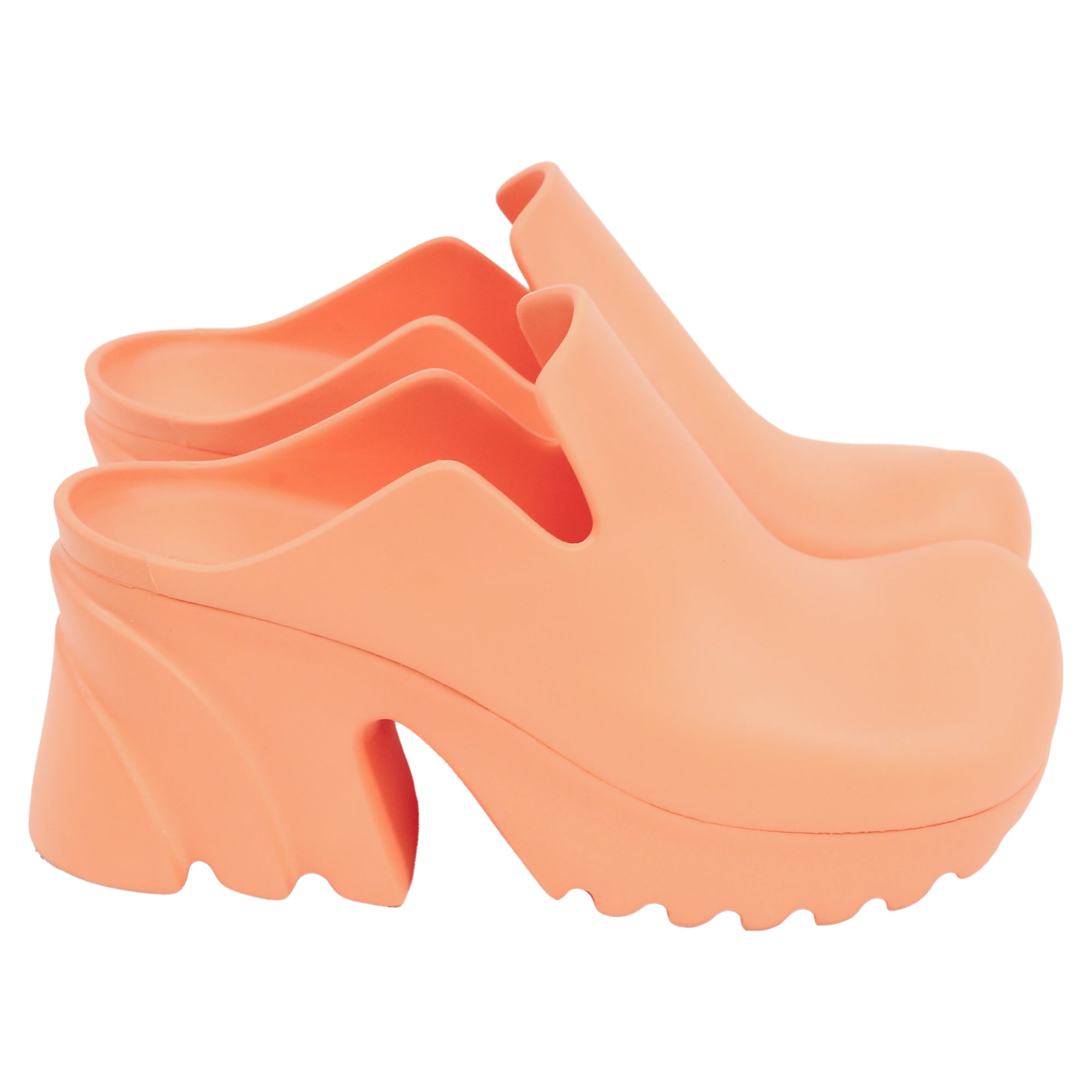 Women's Bottega Veneta Flash Mules in Orange Rubber