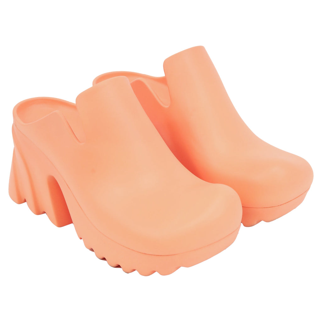Women's Bottega Veneta Flash Mules in Orange Rubber
