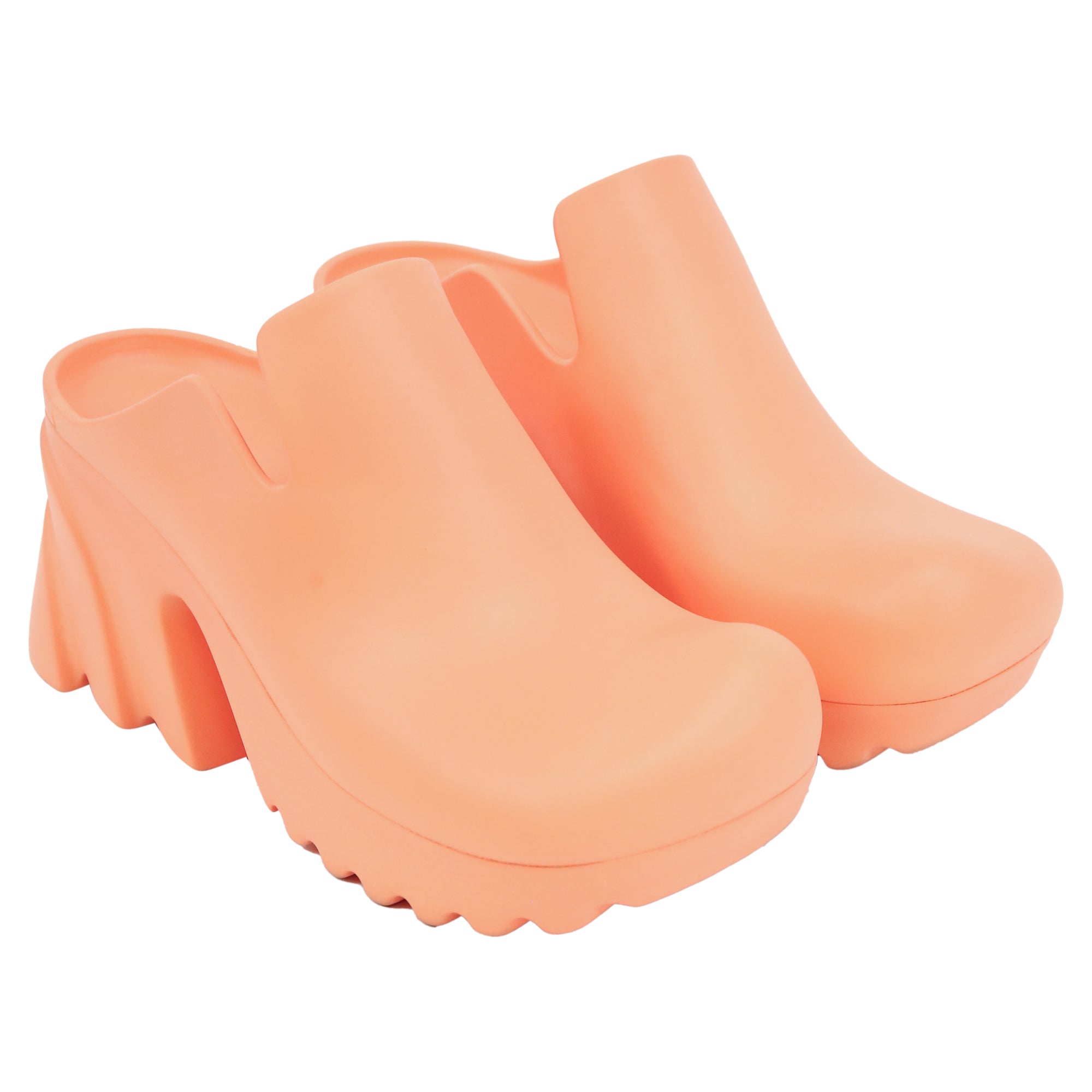 Women's Bottega Veneta Flash Mules in Orange Rubber
