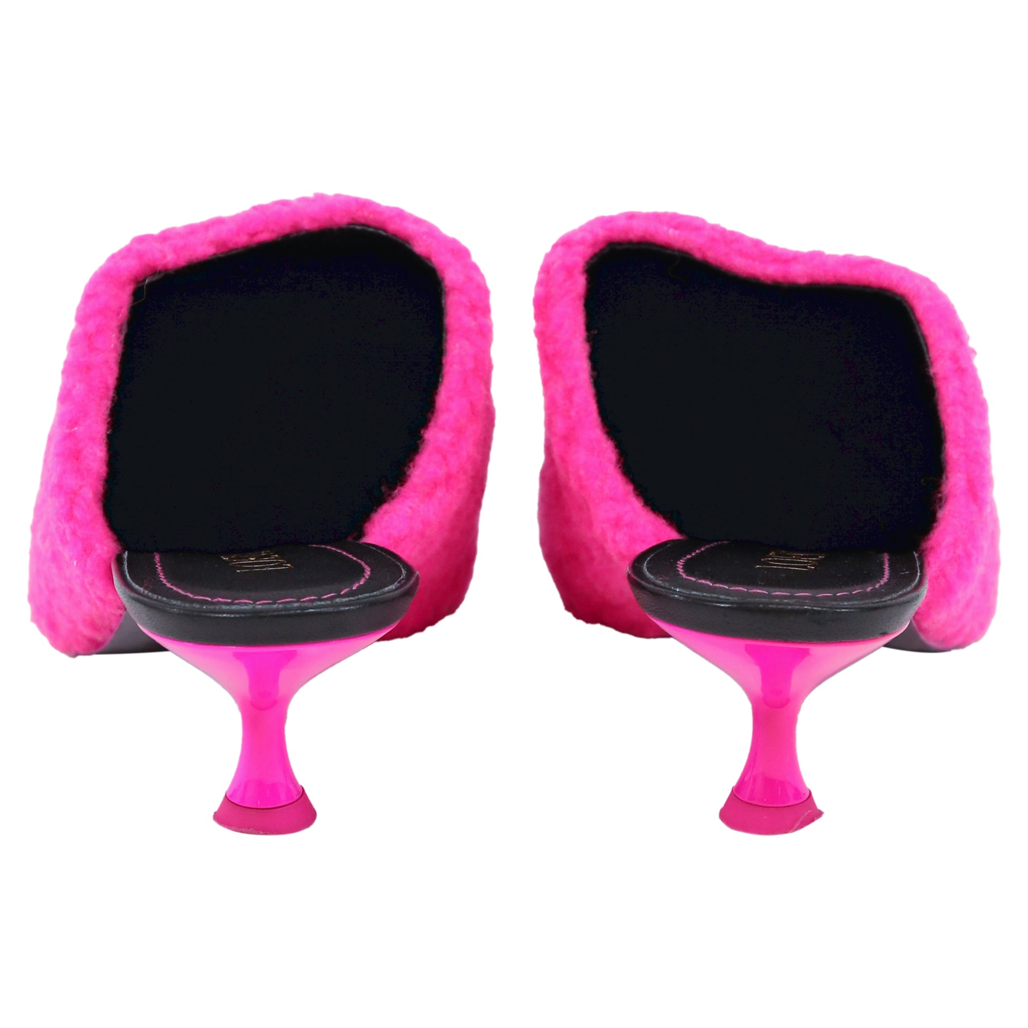 Women's Loewe Fleece Kitten-Heel Mule Pumps in Pink Fleece