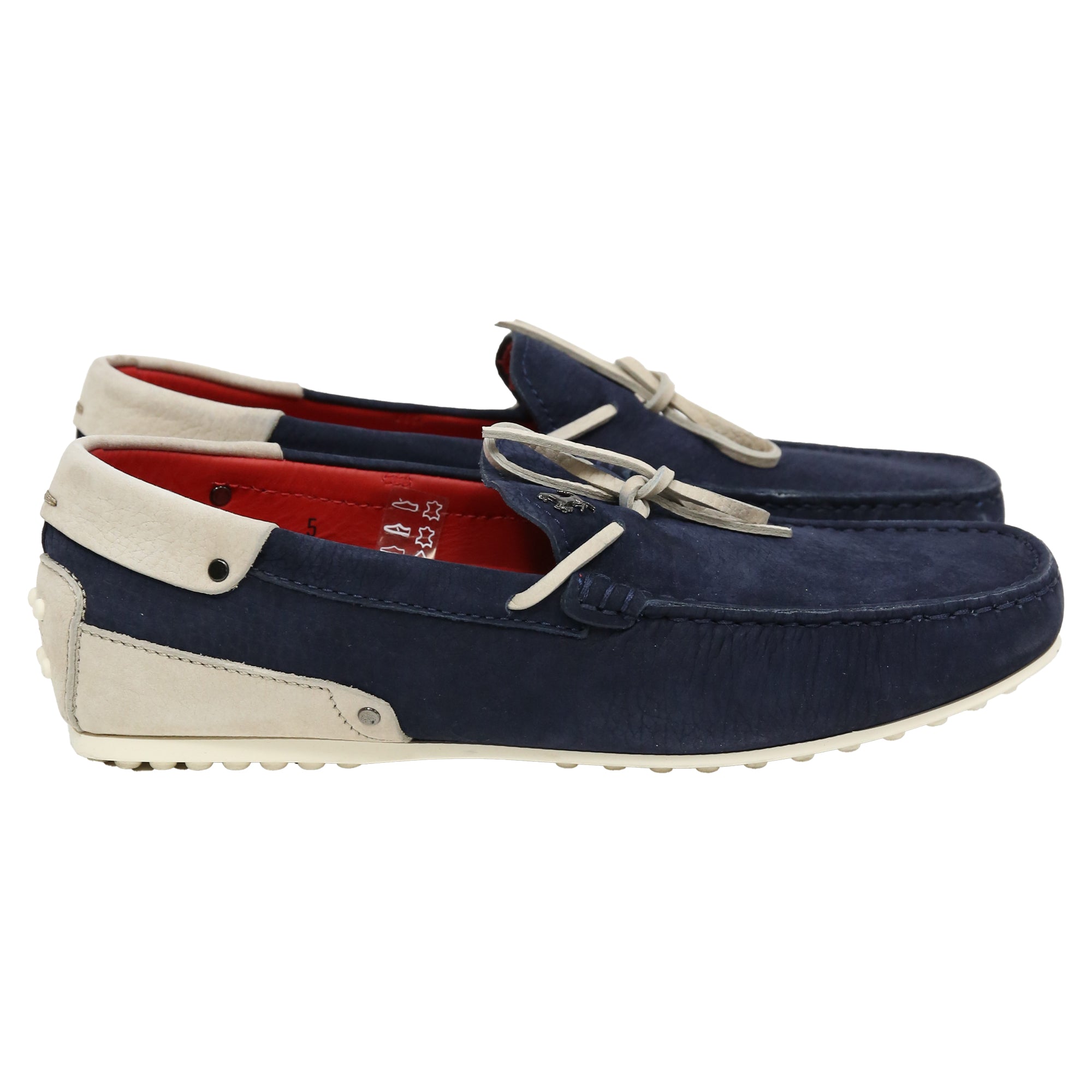 Men's Tod's For Ferrari Bow Loafers in Navy Blue Leather