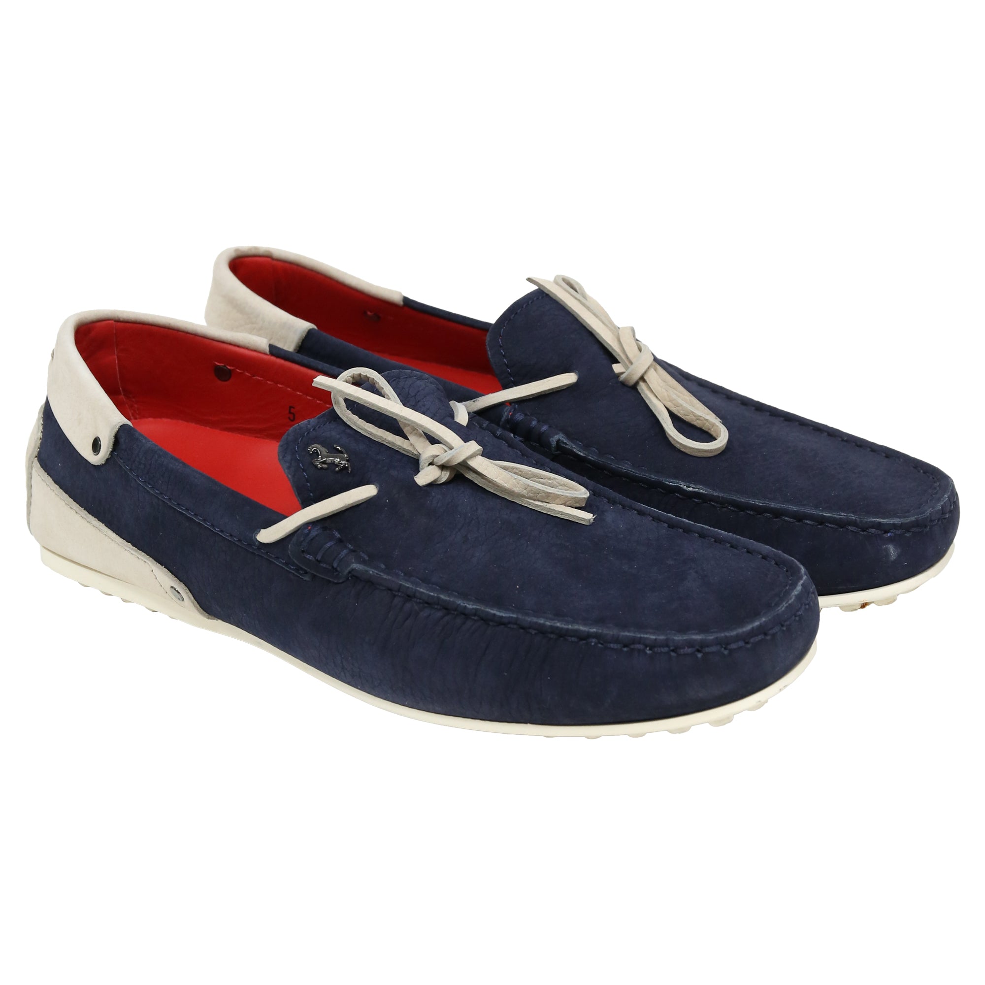 Men's Tod's For Ferrari Bow Loafers in Navy Blue Leather