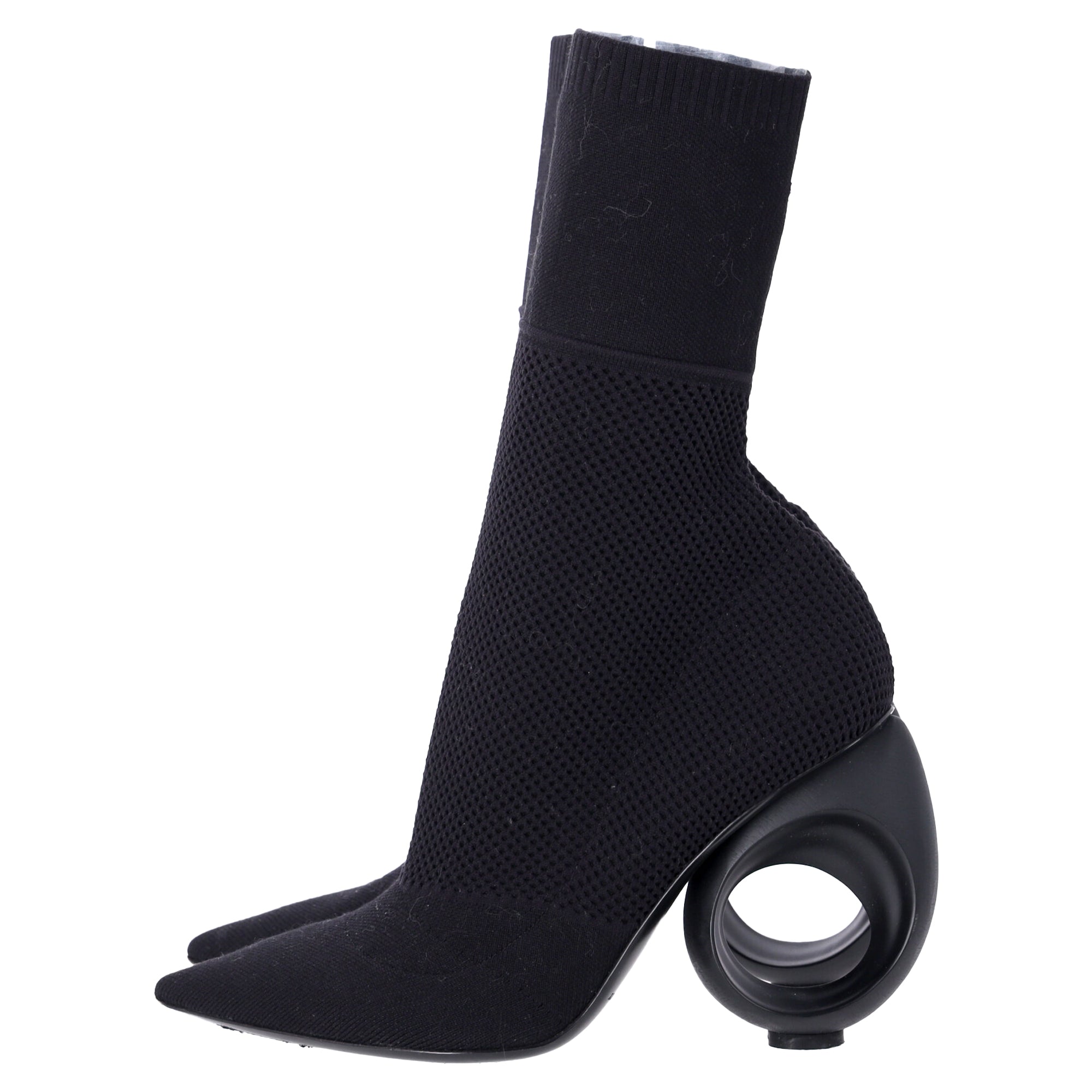 Burberry Kimberley Pointed Toe Ankle Boots in Black Knit Stretch Fabric