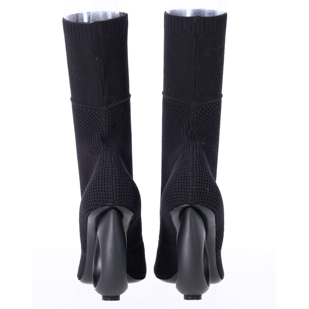 Burberry Kimberley Pointed Toe Ankle Boots in Black Knit Stretch Fabric