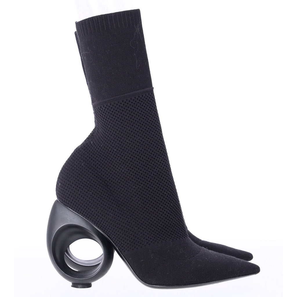 Burberry Kimberley Pointed Toe Ankle Boots in Black Knit Stretch Fabric