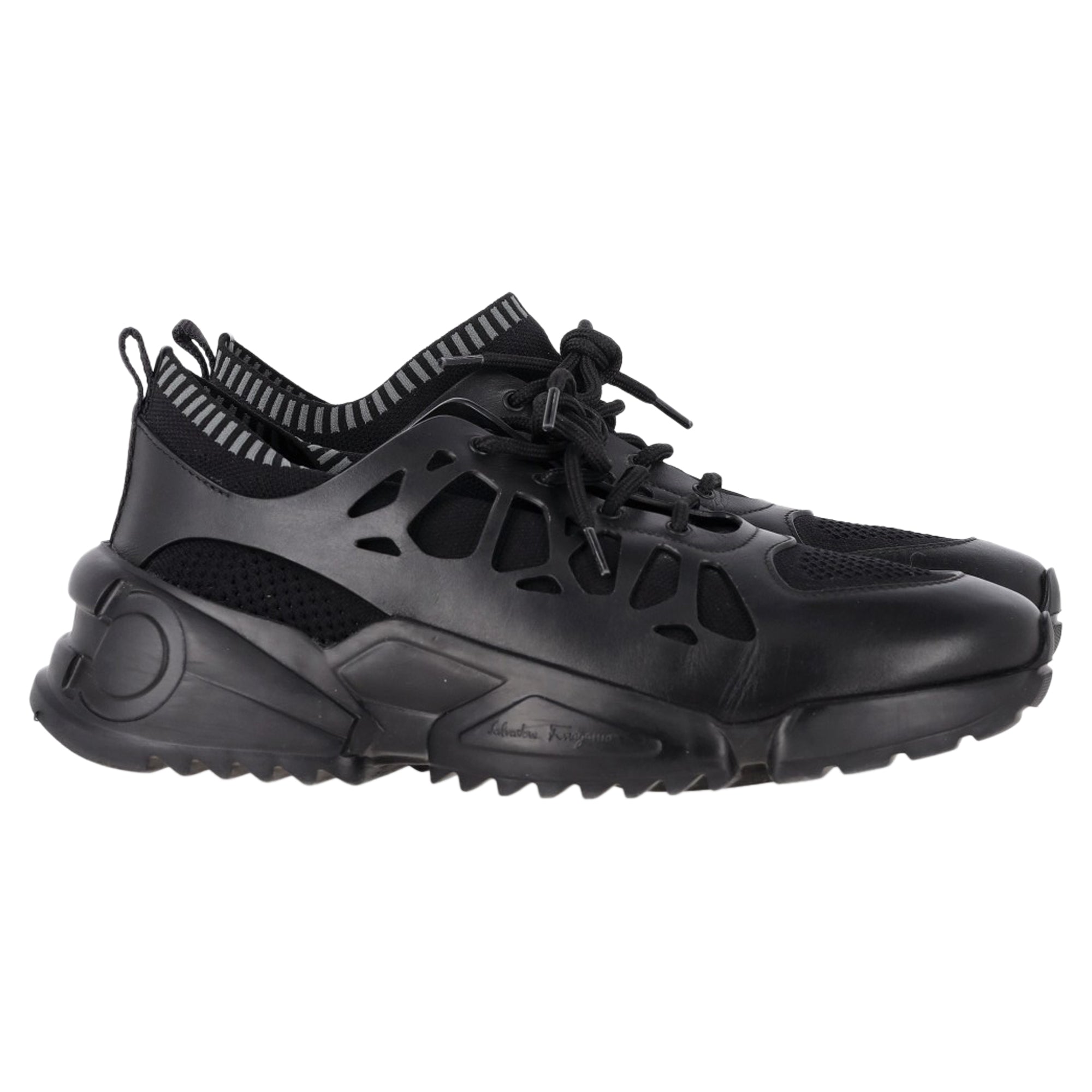 Salvatore Ferragamo Raintop Low-Top Sneakers in Black Mixed-Media