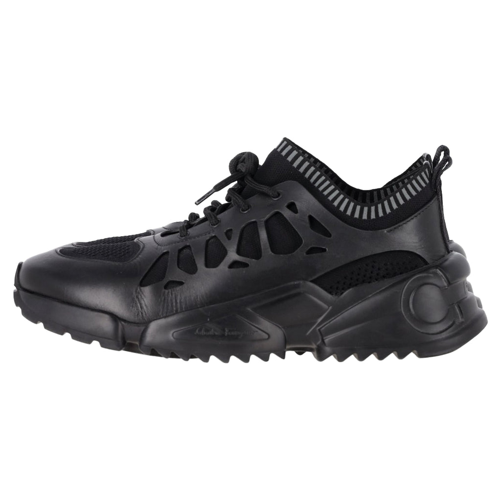 Salvatore Ferragamo Raintop Low-Top Sneakers in Black Mixed-Media