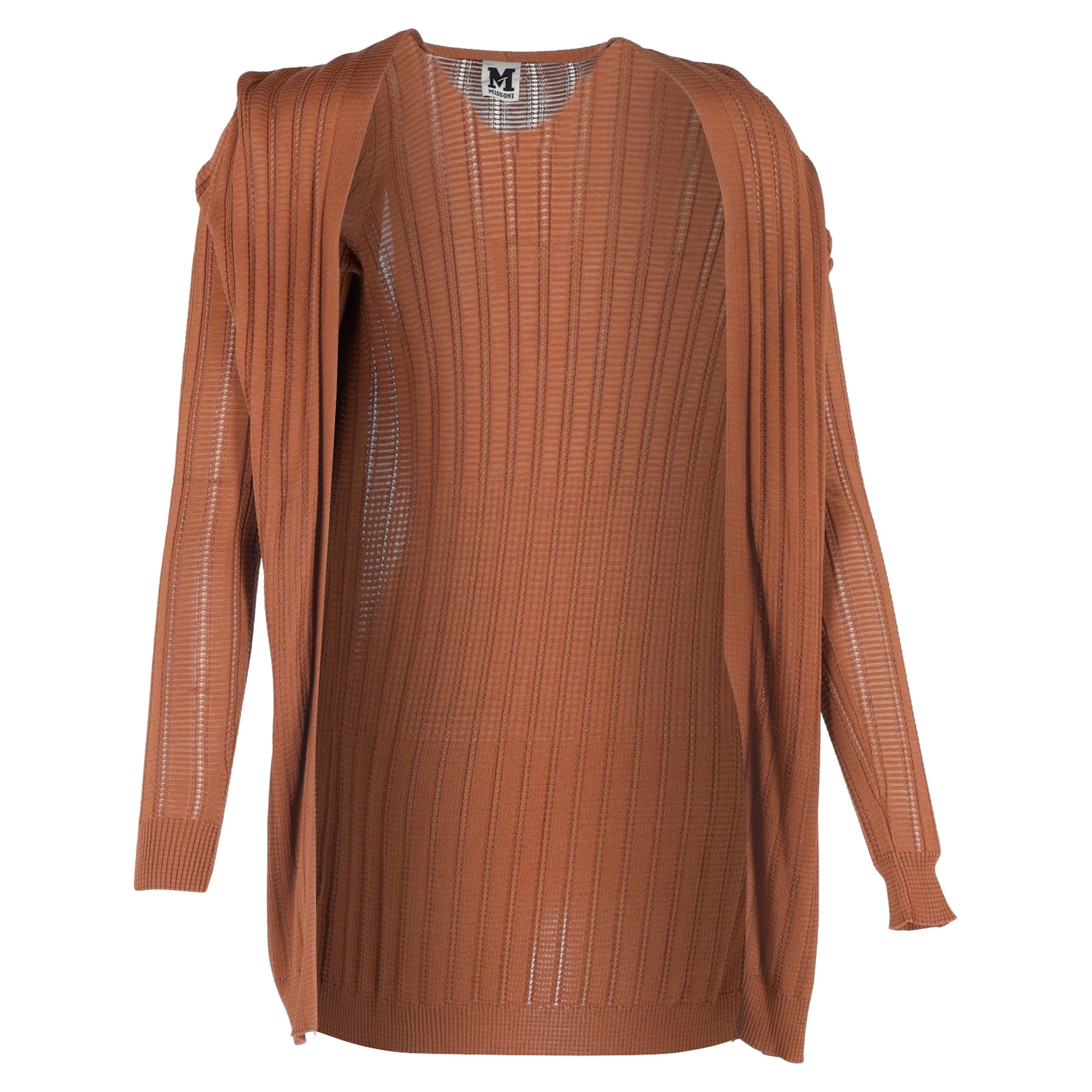 M Missoni Ribbed Knit igan in Brown Viscose