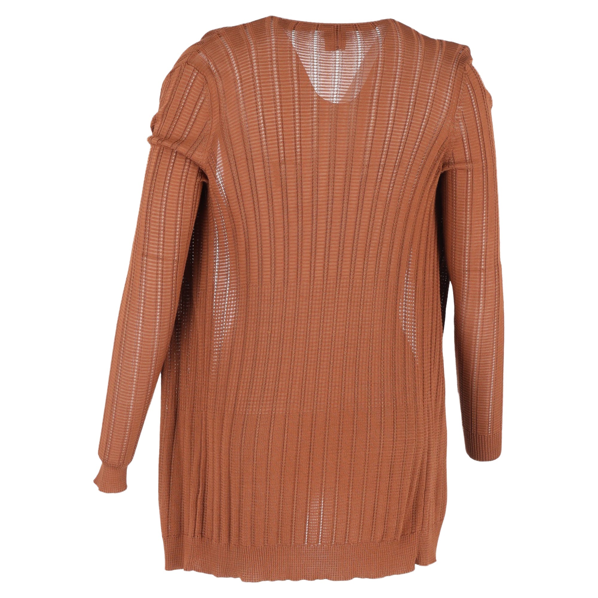 M Missoni Ribbed Knit igan in Brown Viscose