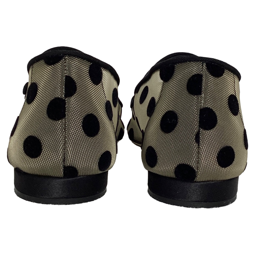 Women's Manolo Blanhnik Campari Polka Dot Mary Jane Flats in White Polyamide
