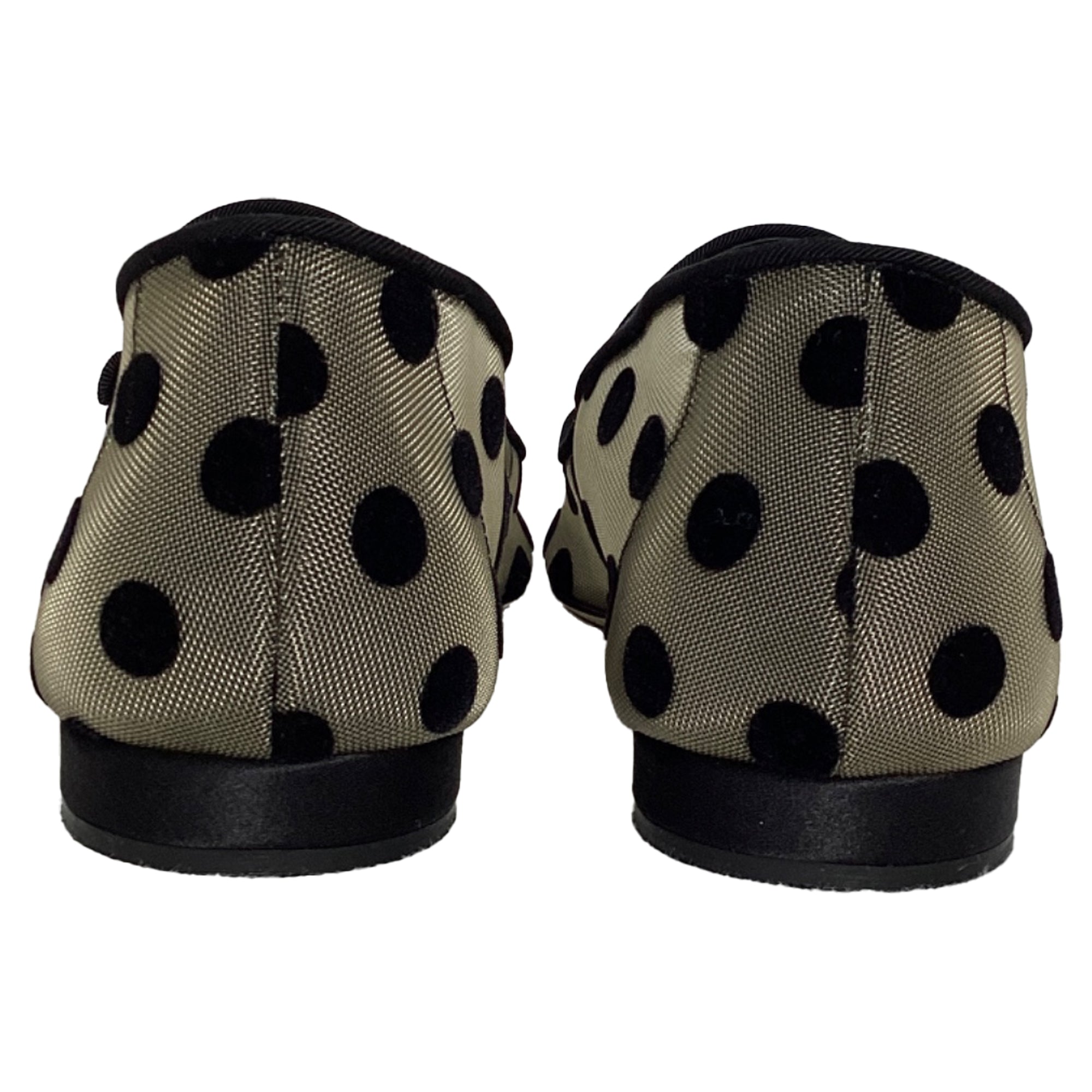 Women's Manolo Blanhnik Campari Polka Dot Mary Jane Flats in White Polyamide