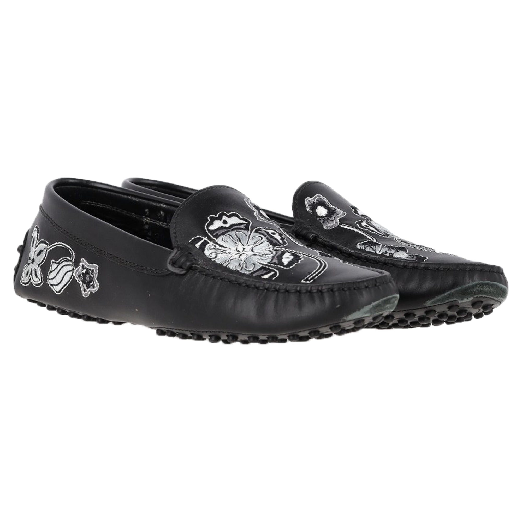 Women's  Tod's Embroidered Loafers in Black Leather