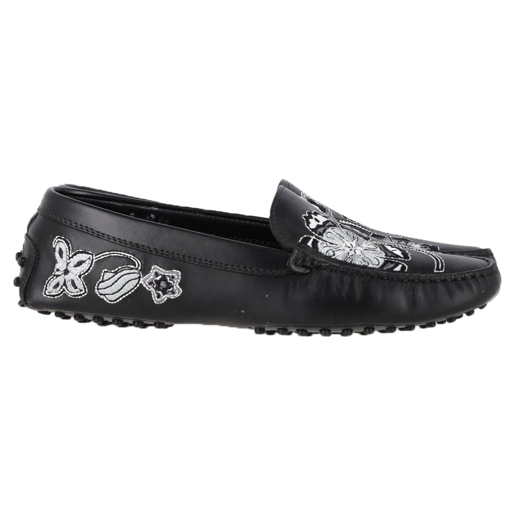 Women's  Tod's Embroidered Loafers in Black Leather