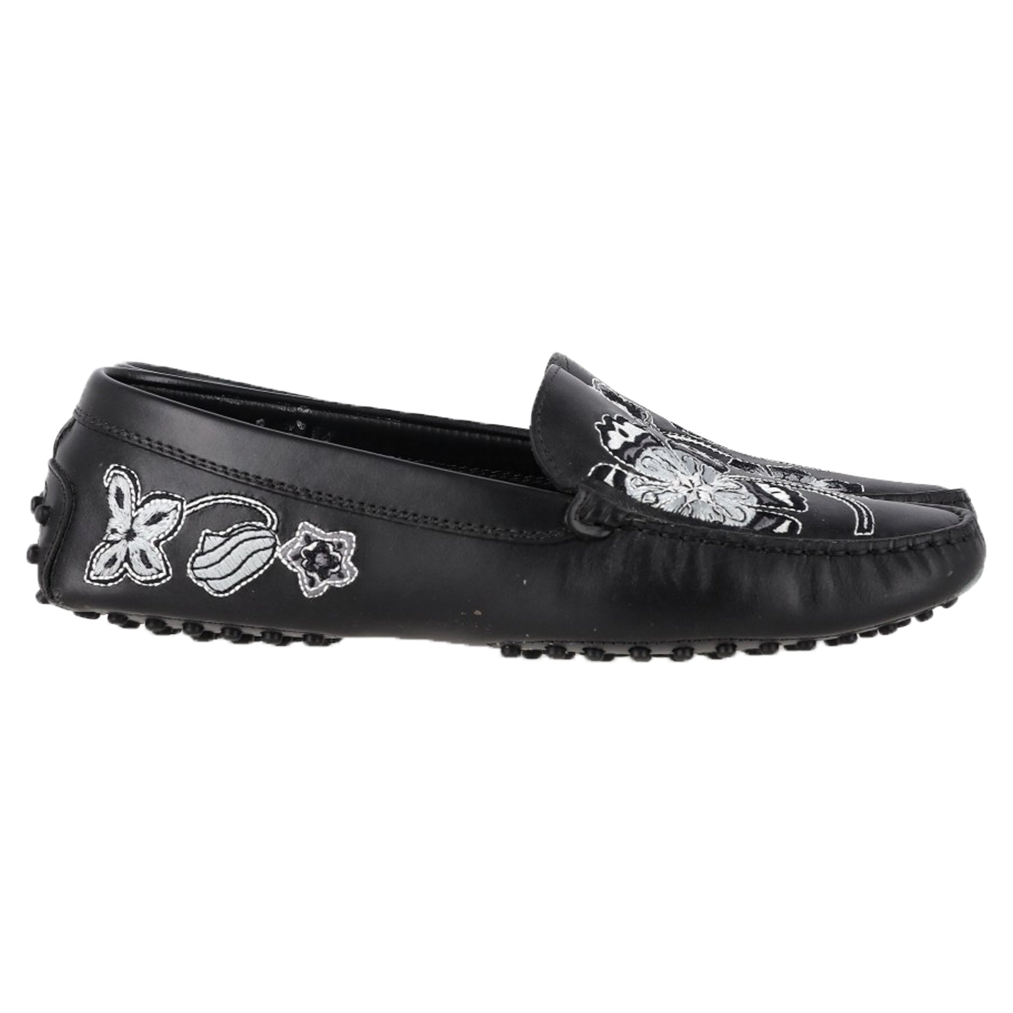 Women's  Tod's Embroidered Loafers in Black Leather