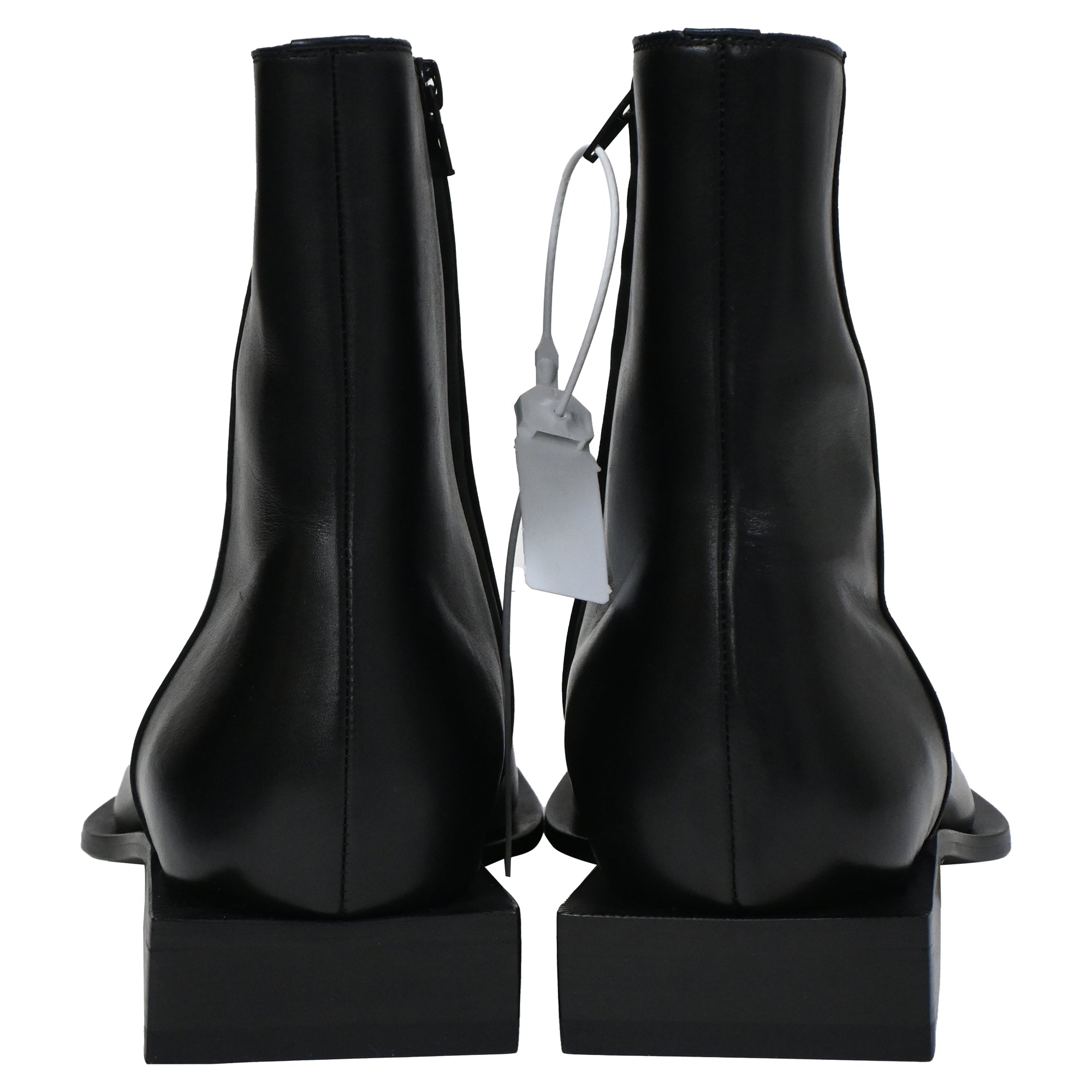 Balenciaga BB Flat Rim Zipped Ankle Boots in Black Calf Leather