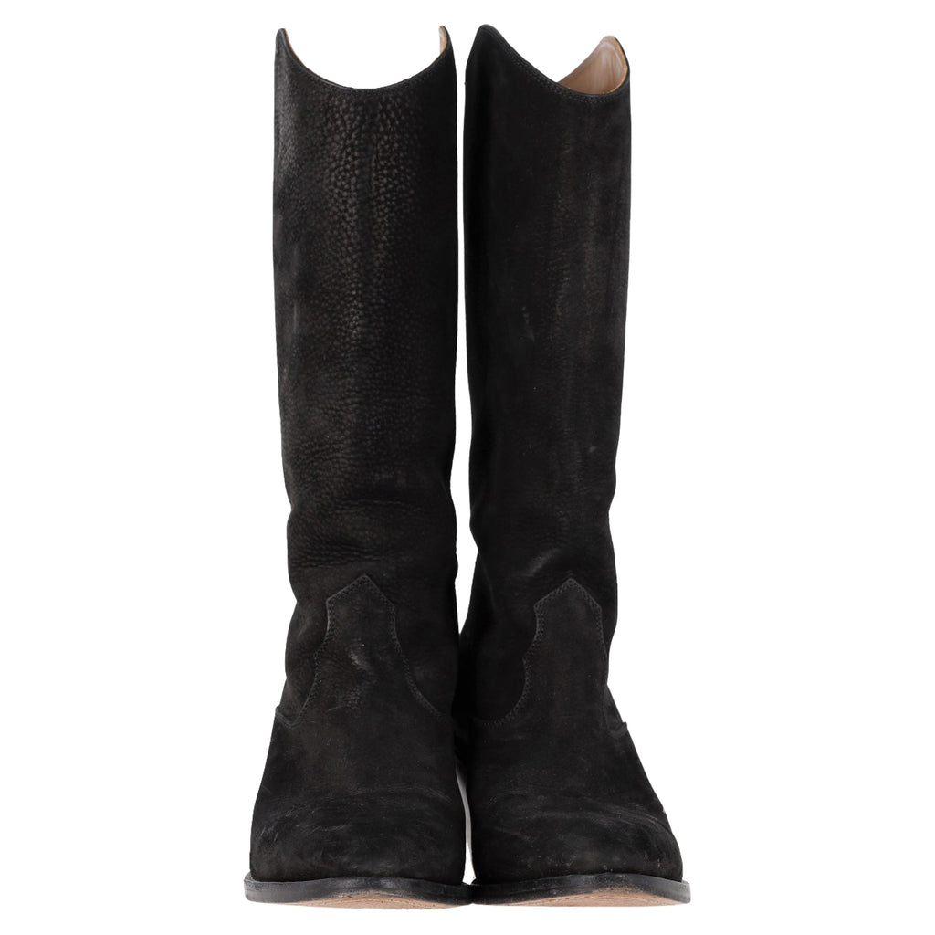 Chloé Western Cowboy Boots in Black Leather and Suede