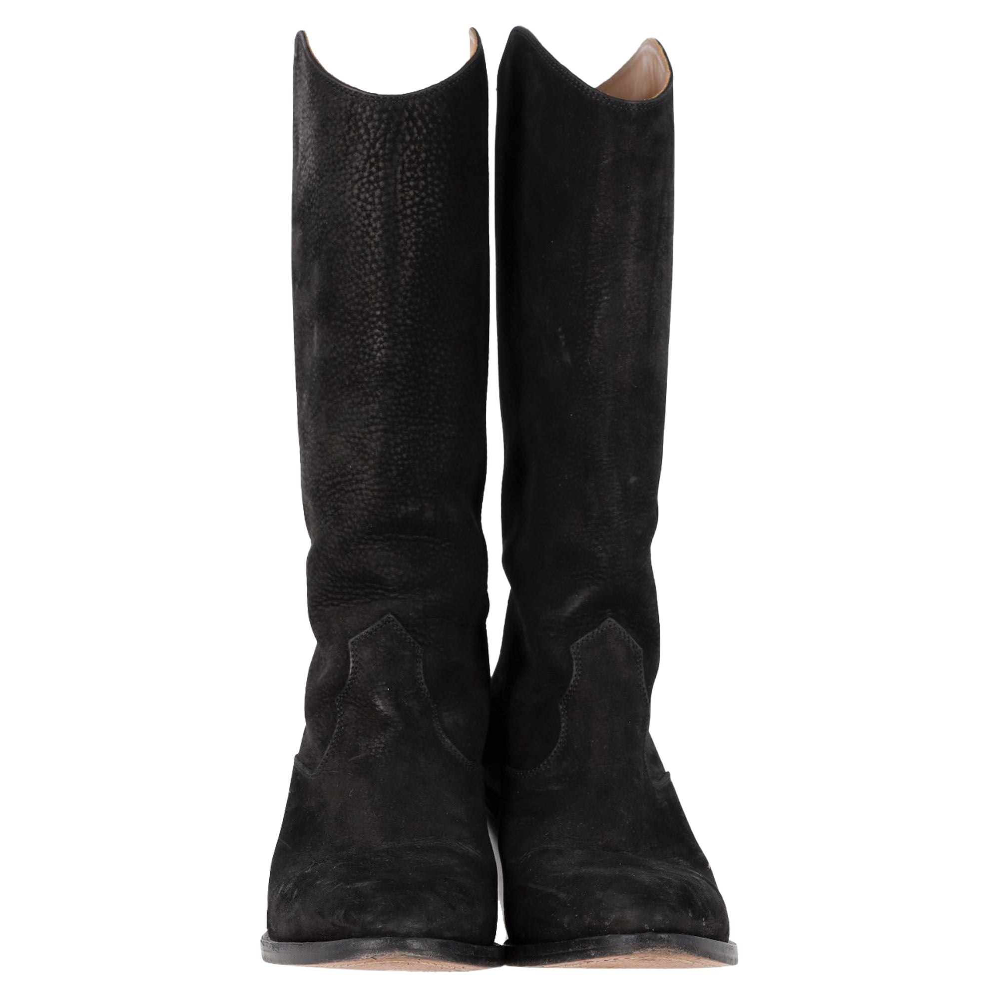 Chloé Western Cowboy Boots in Black Leather and Suede