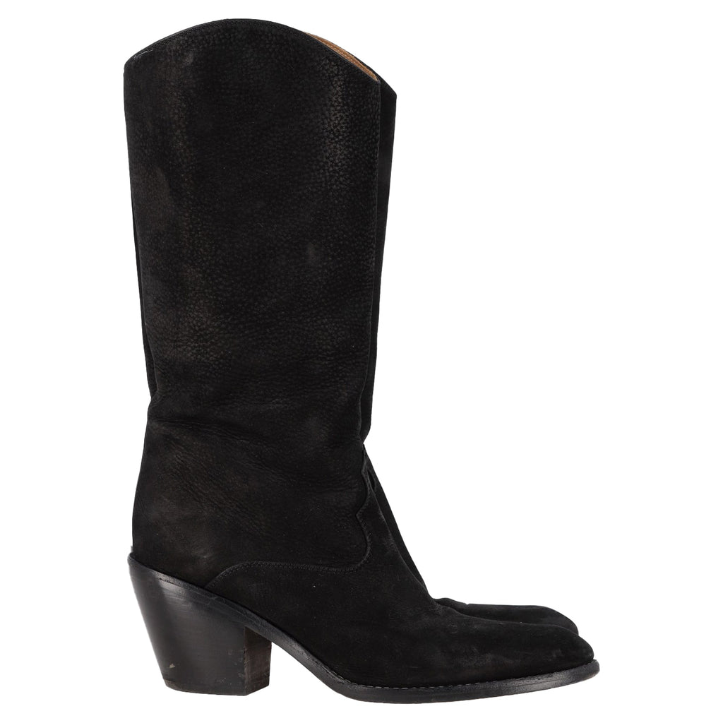 Chloé Western Cowboy Boots in Black Leather and Suede