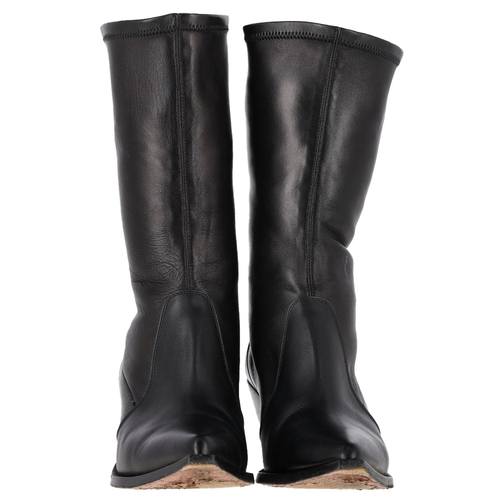 Givenchy Slant-Heel Mid-Calf Boots in Black Leather