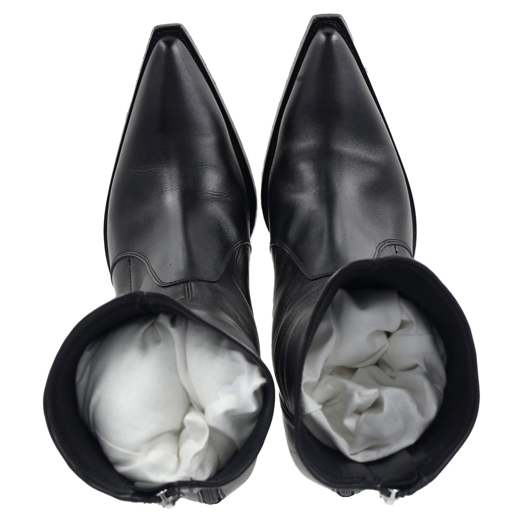 Givenchy Slant-Heel Mid-Calf Boots in Black Leather
