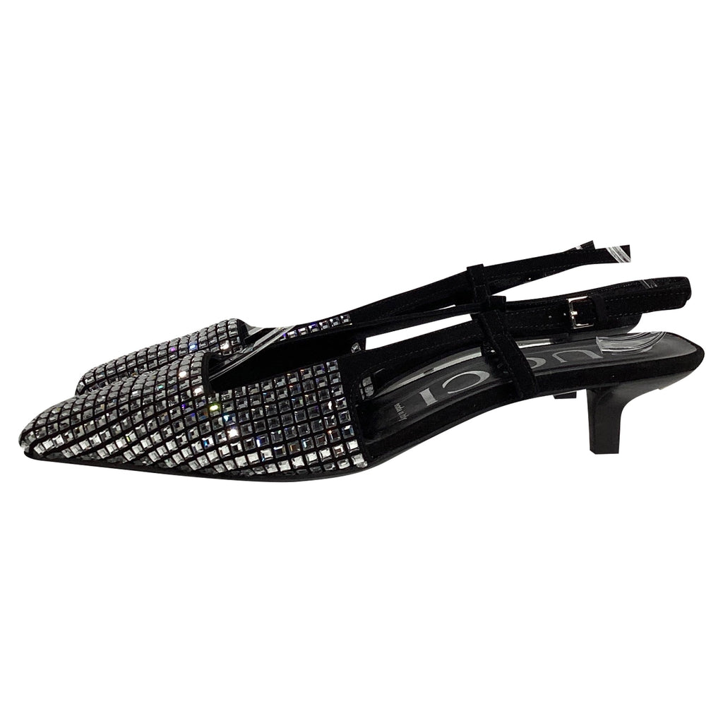 Gucci Crystal Slingback Pumps in In Black Leather