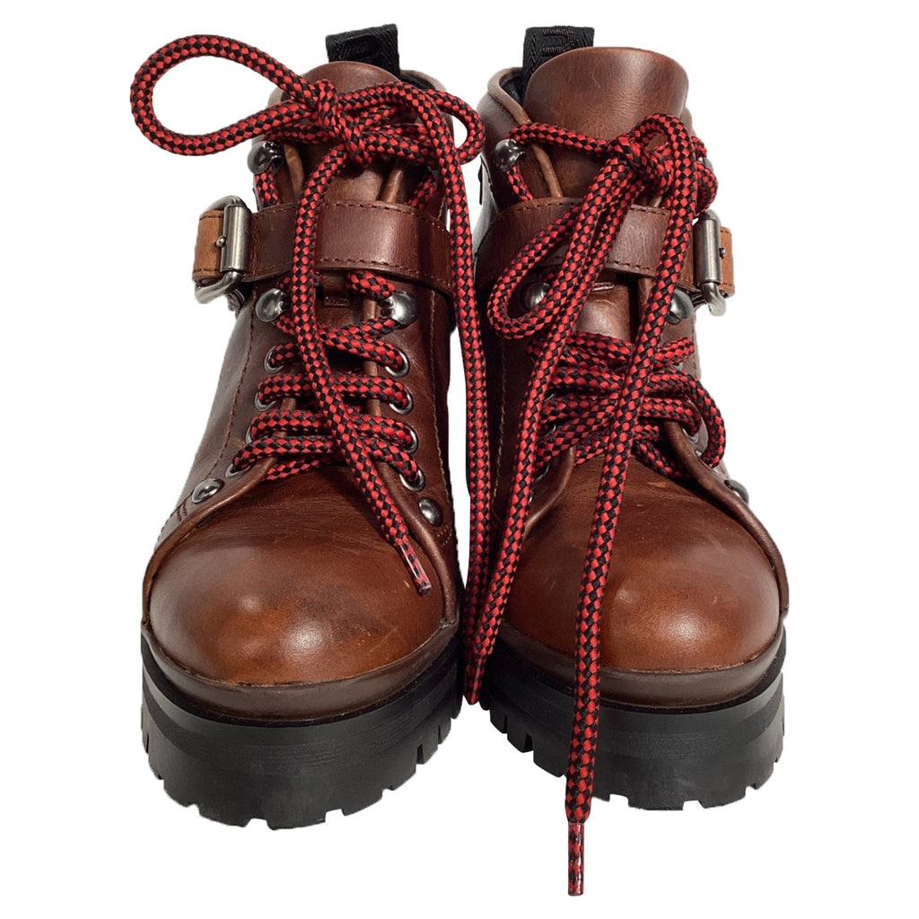 Miu Miu Ankle Combat Boots in Brown Leather