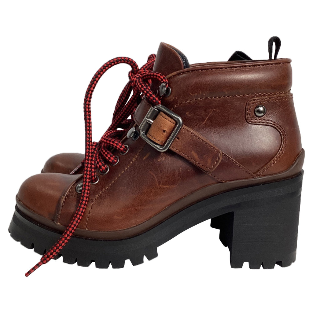 Miu Miu Ankle Combat Boots in Brown Leather