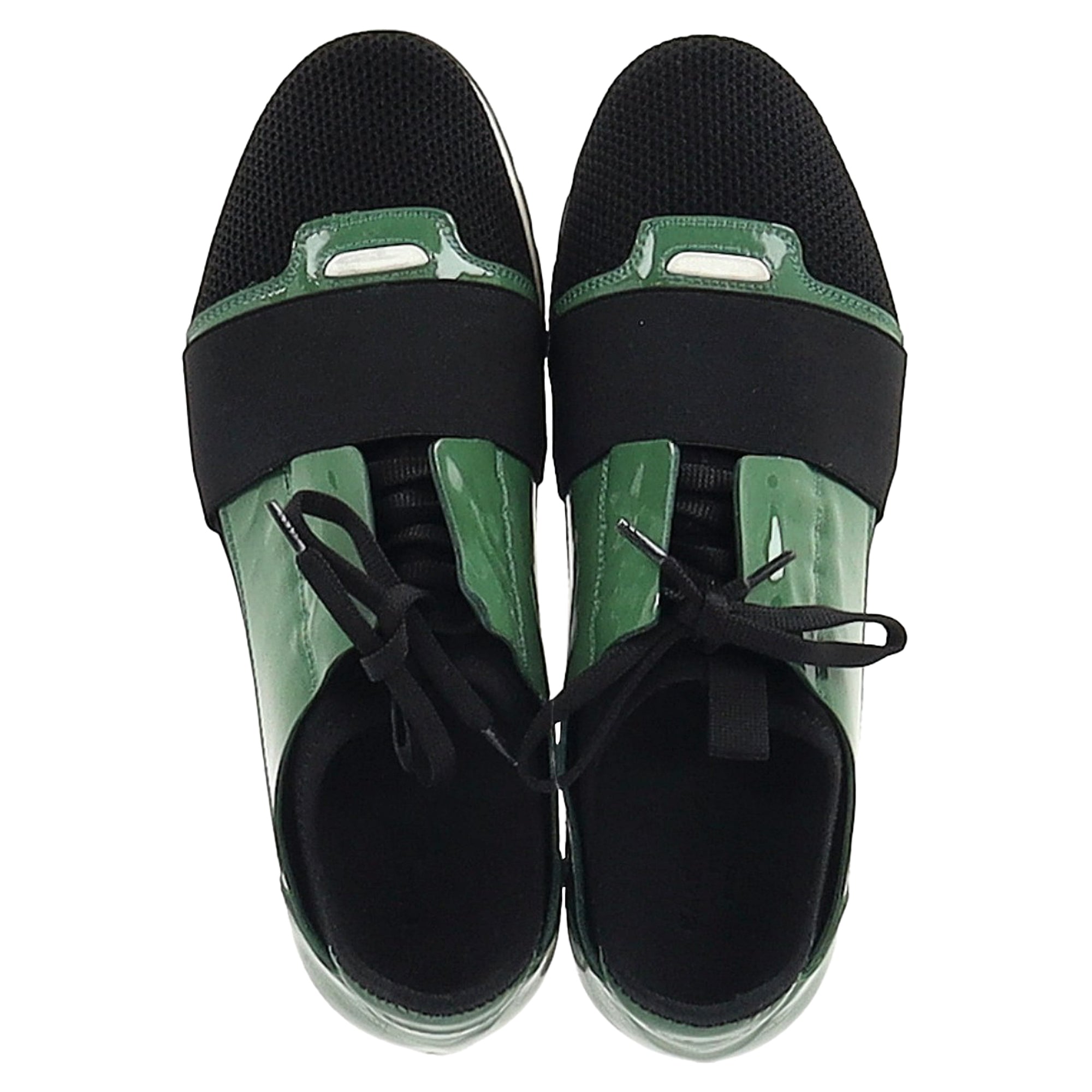 Balenciaga Race Runner Sneakers in Green Patent Leather