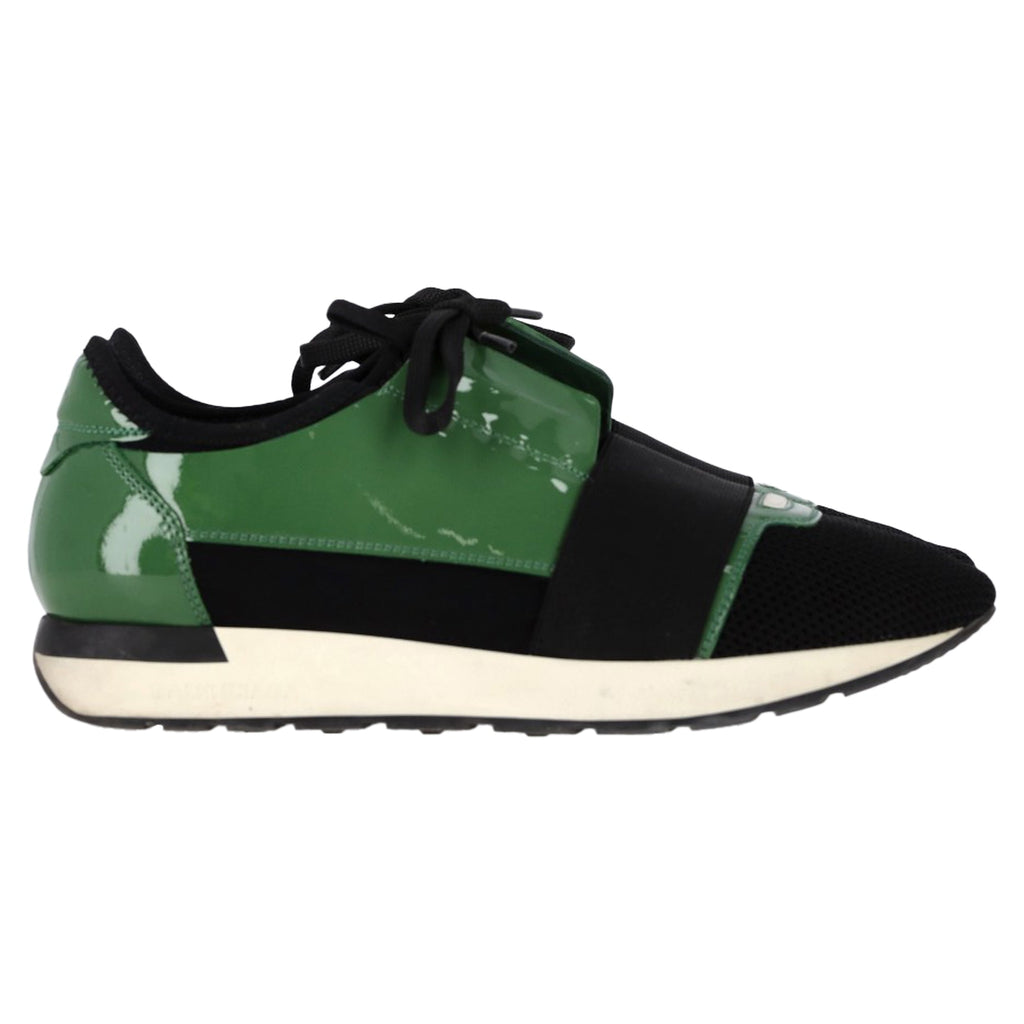 Balenciaga Race Runner Sneakers in Green Patent Leather