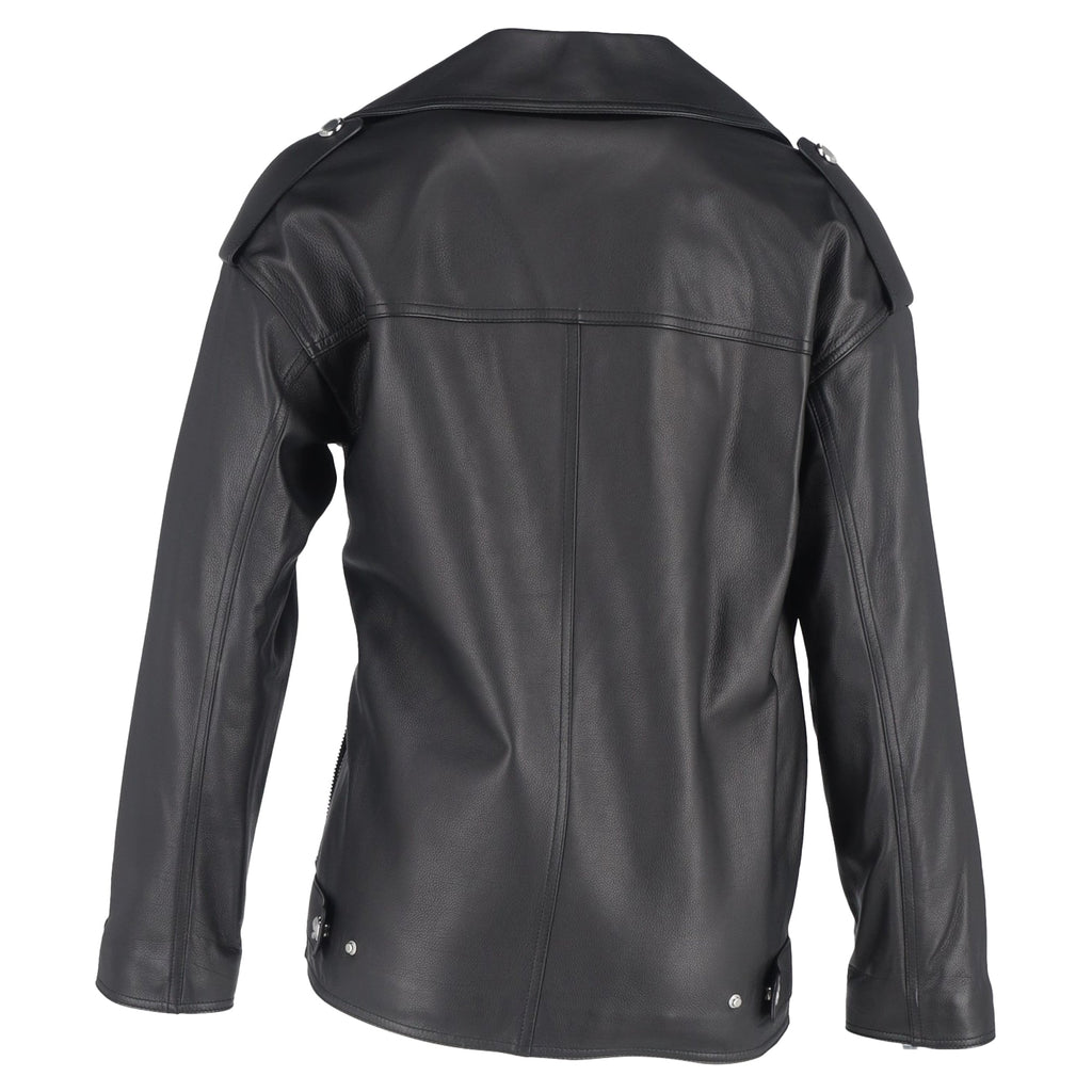 Burberry Stonefield Pocket Detail Biker Jacket in Black Leather
