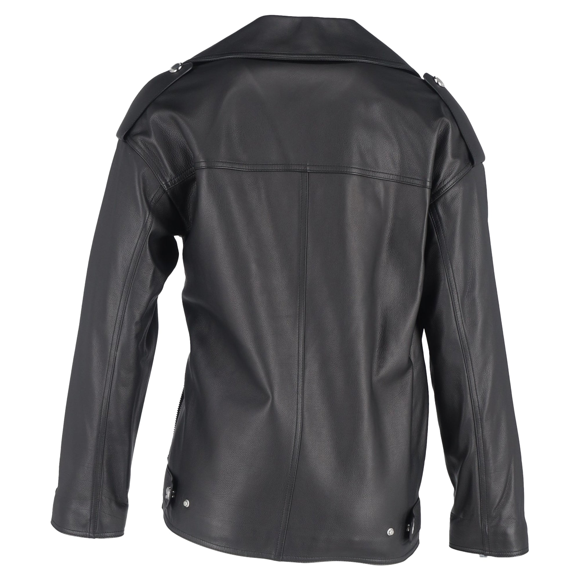 Burberry Stonefield Pocket Detail Biker Jacket in Black Leather