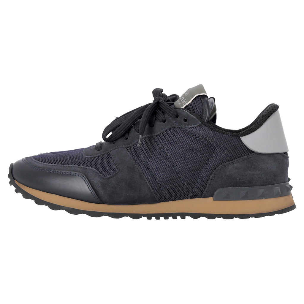 Men's Valentino Garavani Rockrunner Sneakers in Navy Blue Mixed Media