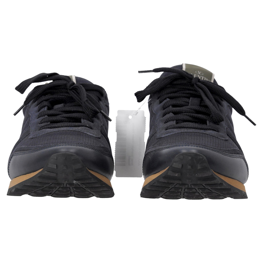 Men's Valentino Garavani Rockrunner Sneakers in Navy Blue Mixed Media