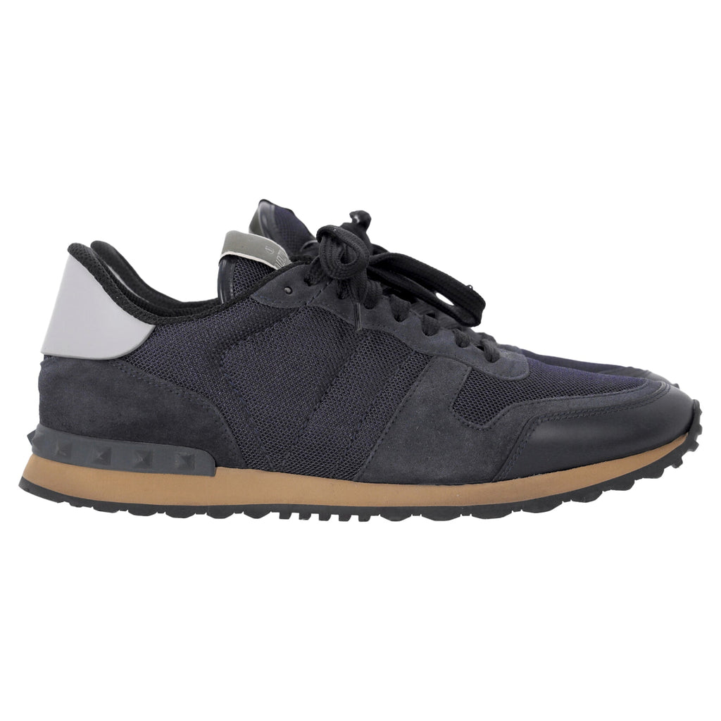 Men's Valentino Garavani Rockrunner Sneakers in Navy Blue Mixed Media
