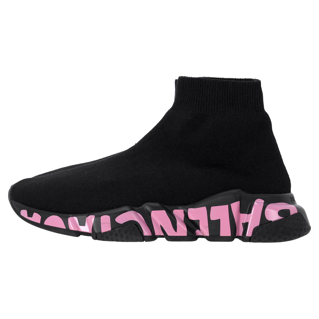 Women's Balenciaga Graffiti Speed Sneakers in Black Polyester
