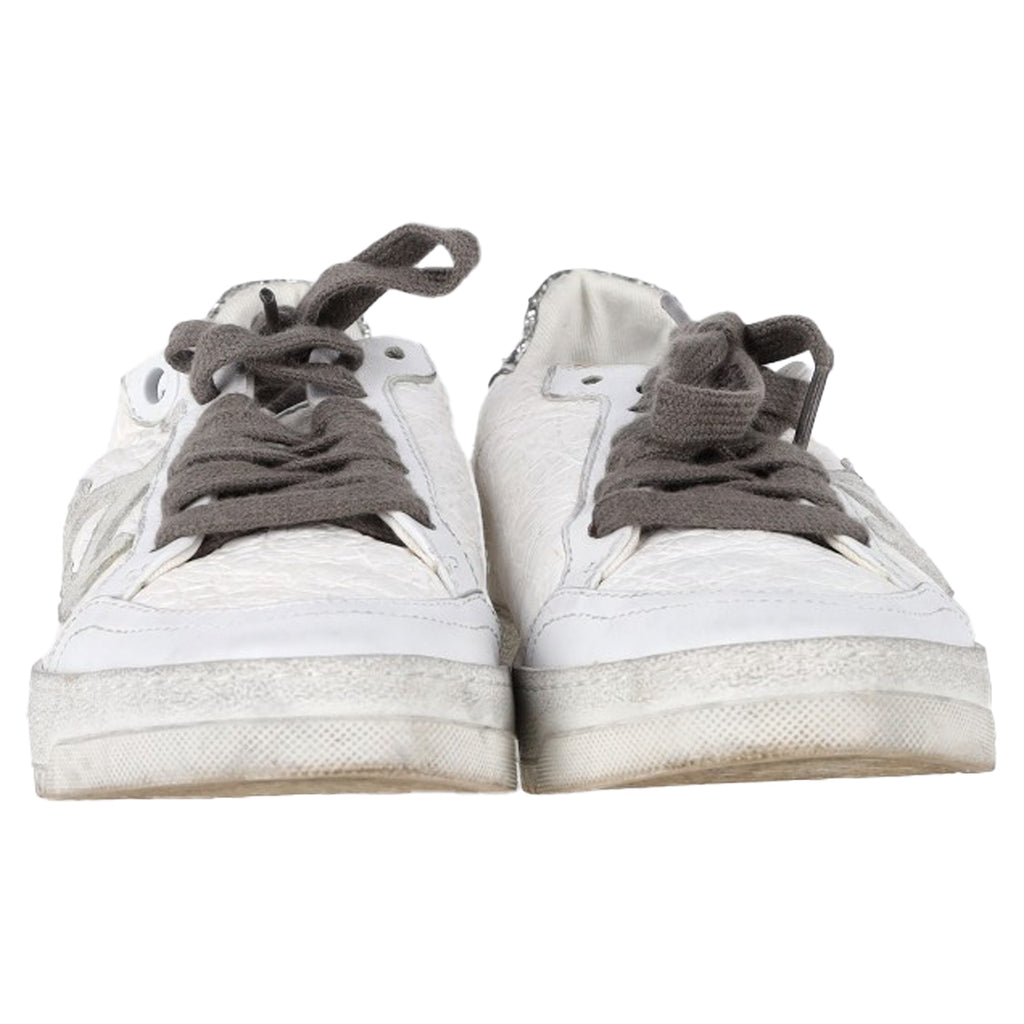 Off-White 2.0 Glitter Detail Lace Low Top Sneakers in White Leather