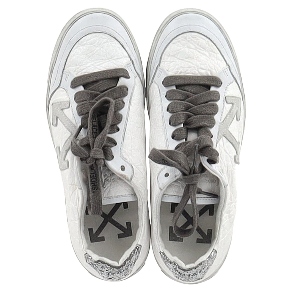 Off-White 2.0 Glitter Detail Lace Low Top Sneakers in White Leather