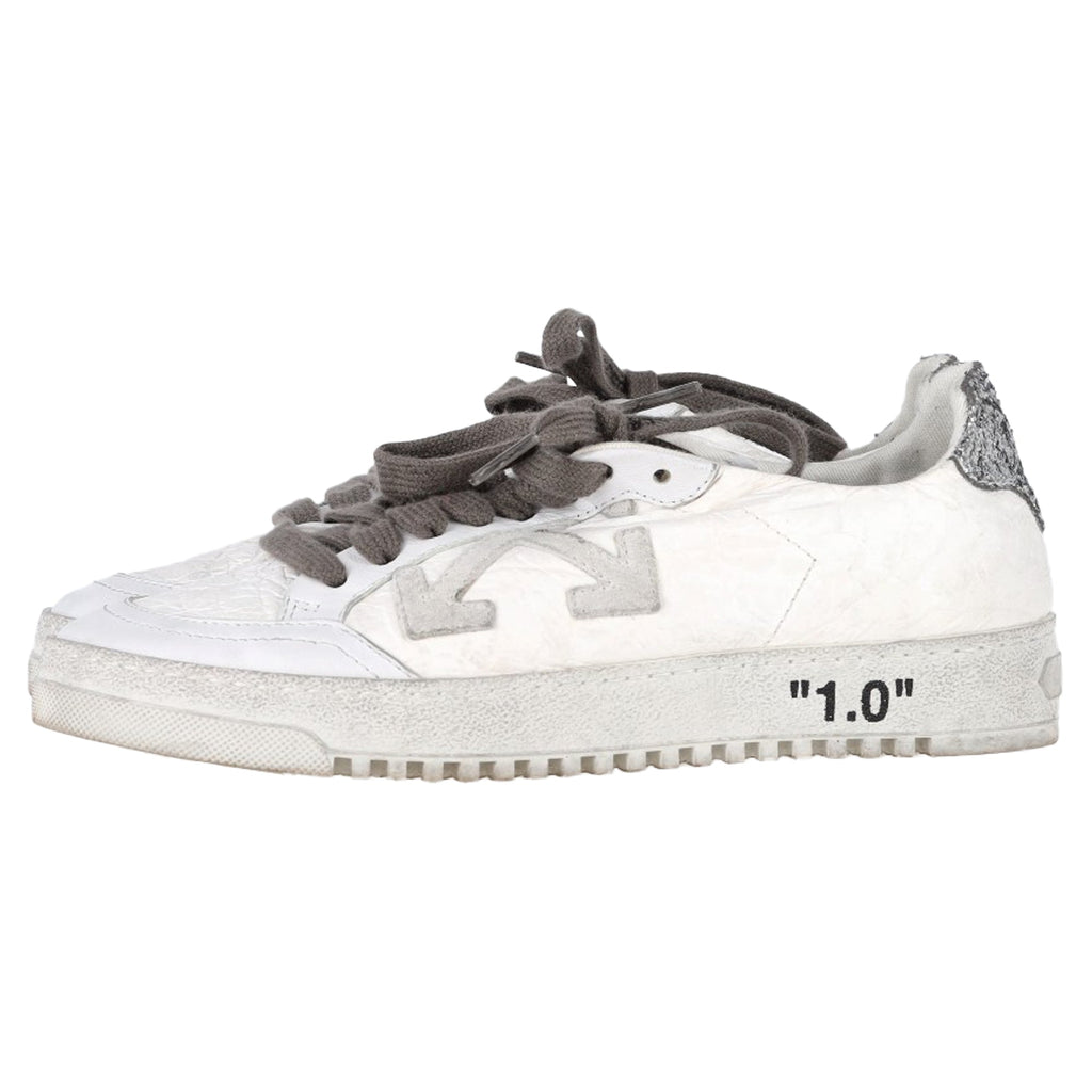 Off-White 2.0 Glitter Detail Lace Low Top Sneakers in White Leather
