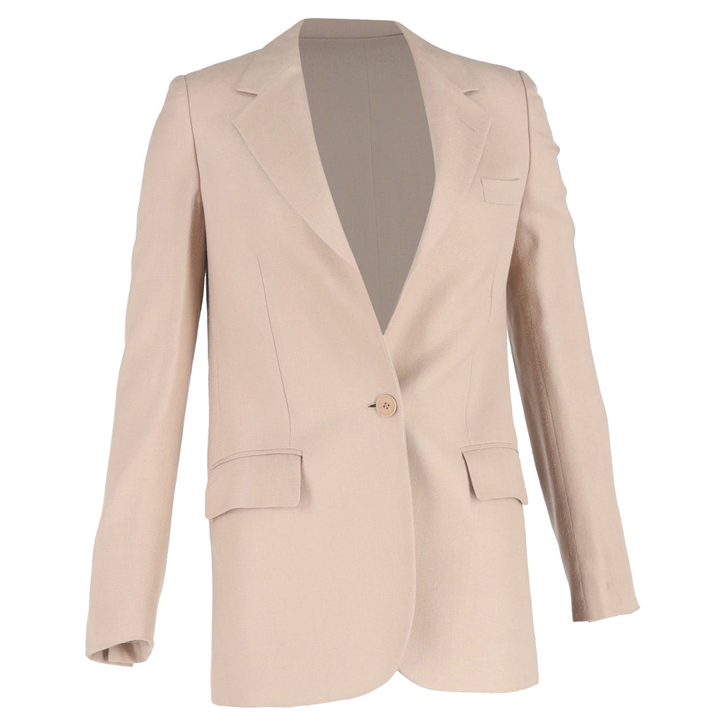 Stella Mccartney Single-Breasted Blazer in Nude Linen