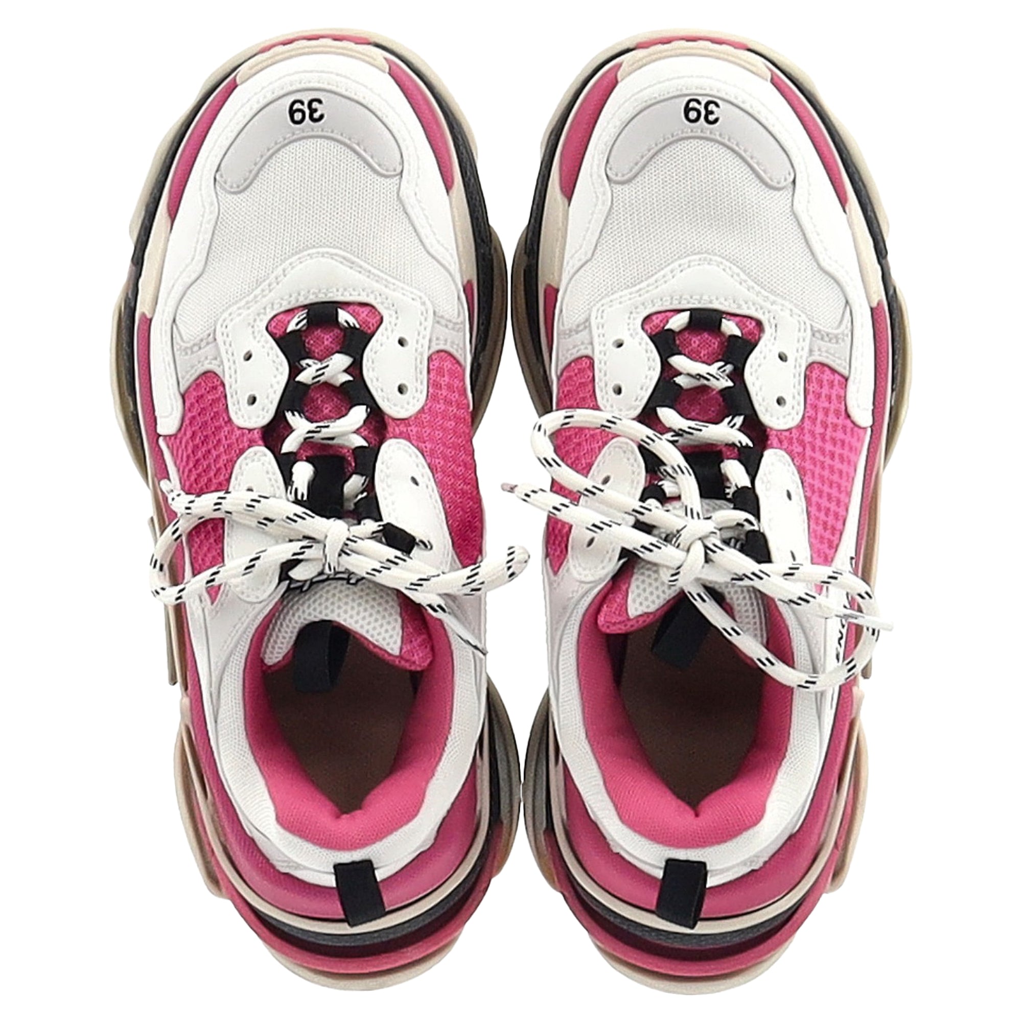 Women's Balenciaga Triple S Sneakers in Pink and White Polyester