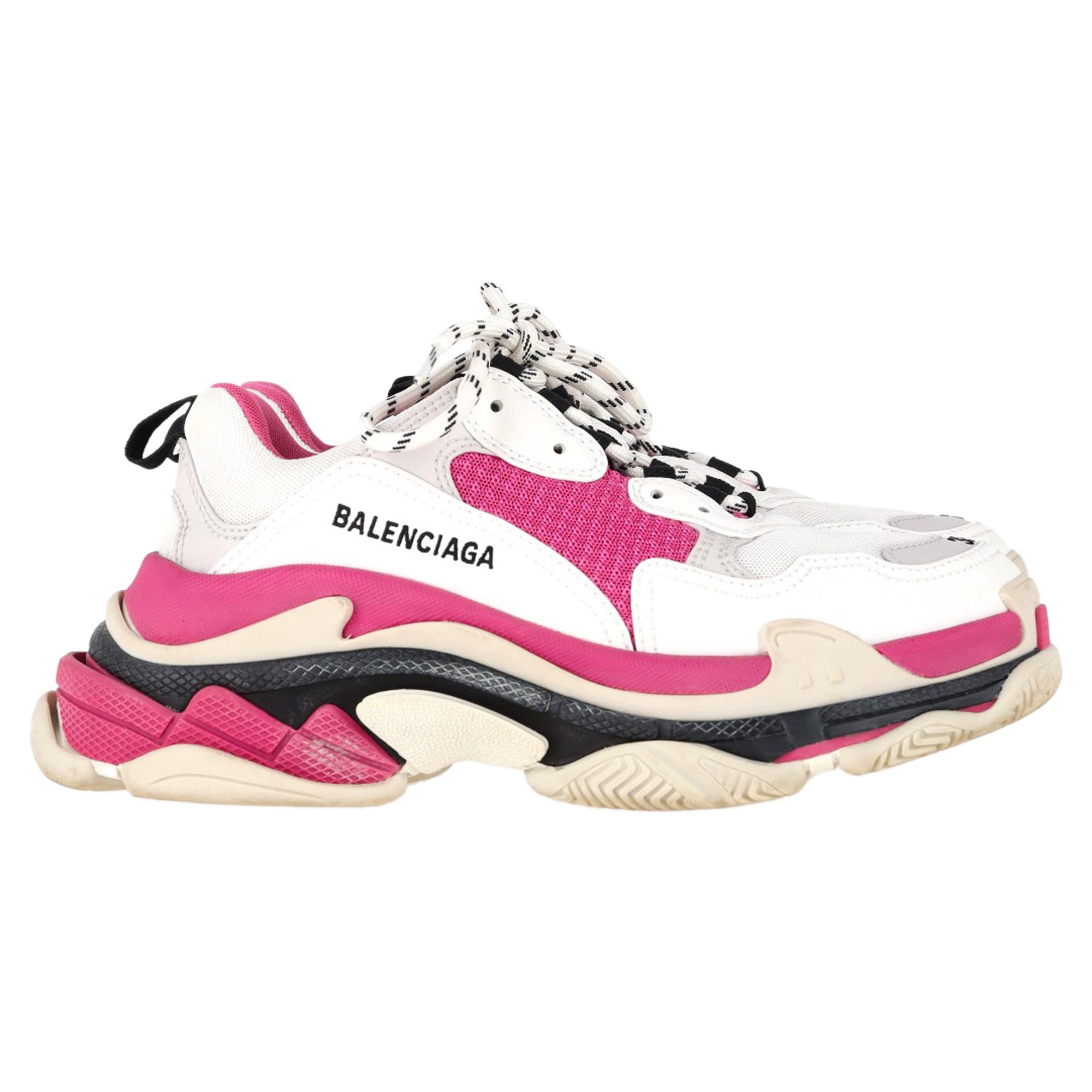 Women's Balenciaga Triple S Sneakers in Pink and White Polyester