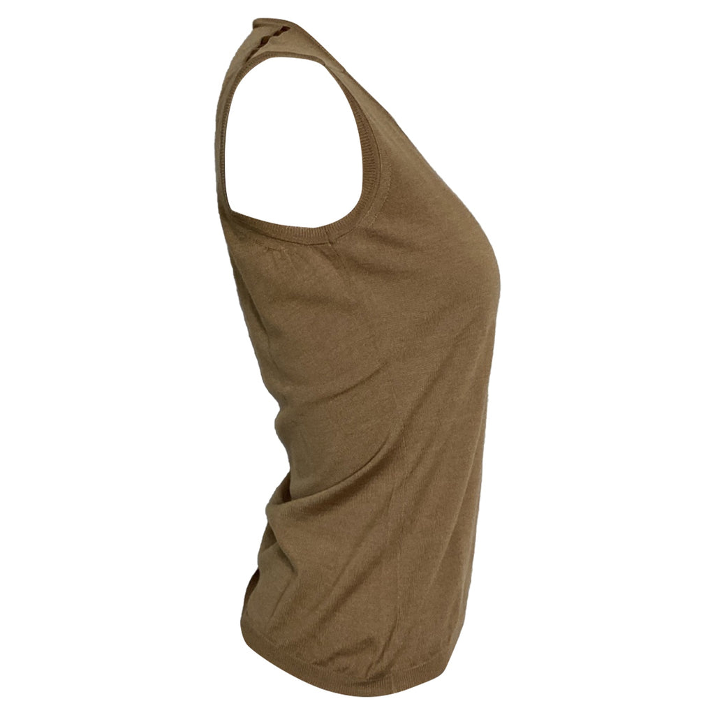 Saint Laurent Knitted Tank Top in Brown Cashmere