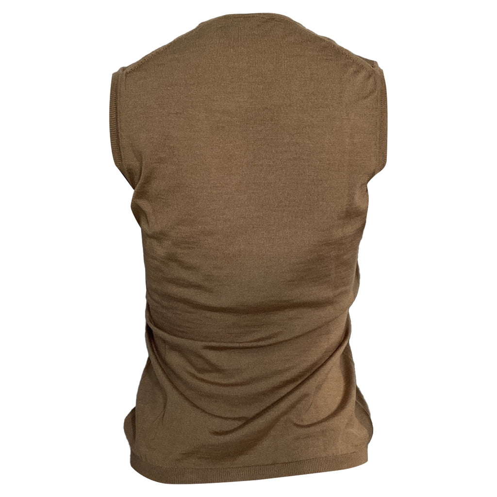 Saint Laurent Knitted Tank Top in Brown Cashmere