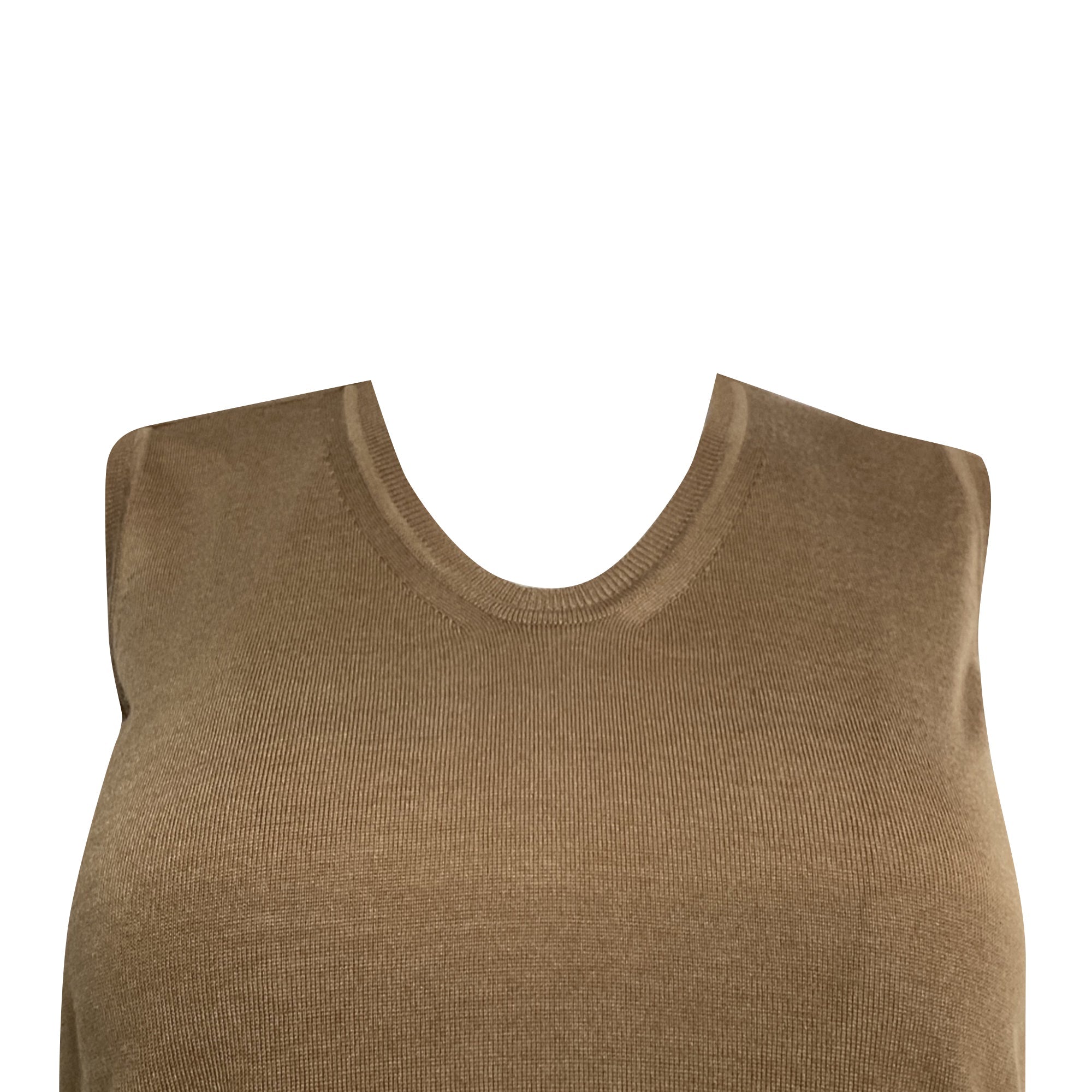 Saint Laurent Knitted Tank Top in Brown Cashmere
