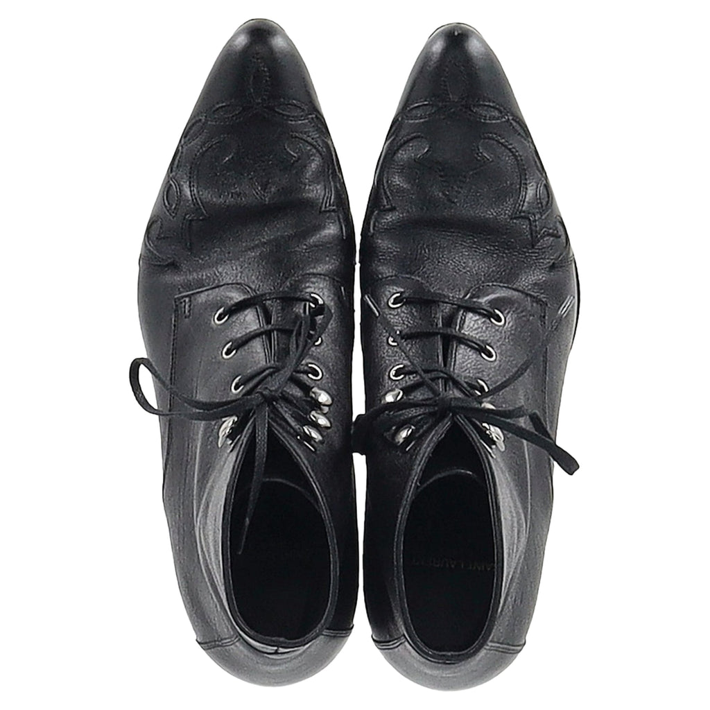 Saint Laurent Western Lace-Up Ankle boots inn Black Leather